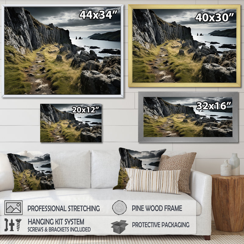 Irlande, paysage magnifique I, H 30 po x l 40 po x P 1,5 po, Cadre flottant noir