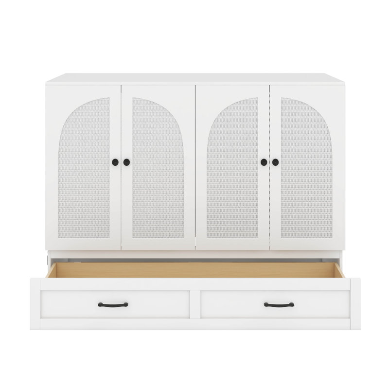 Lit escamotable double avec tiroirs, Blanc