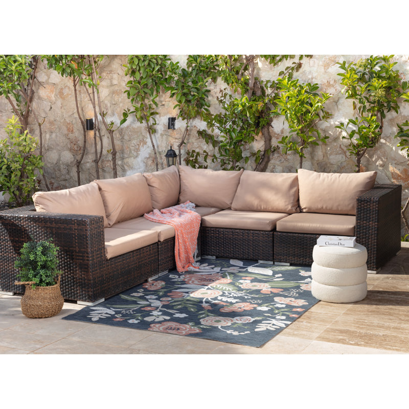Outdoor Modern Boho Navy Rug, Rectangle 200 x 275cm