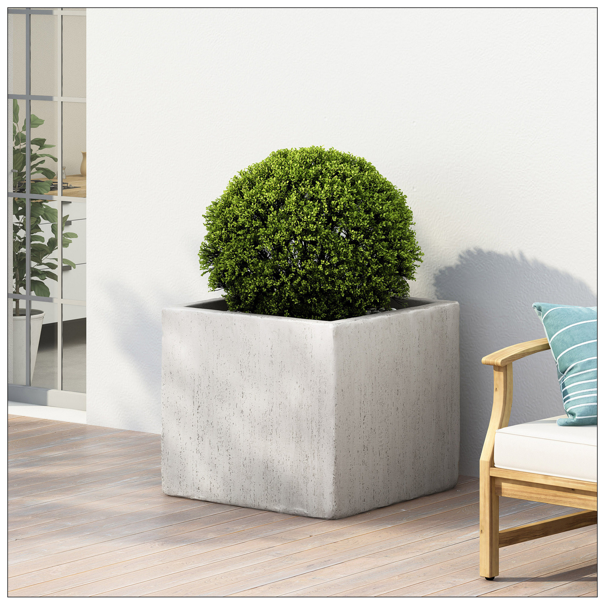 Shiner Lightweight Concrete Planter Box Set, 18.75" H x 21.5" W x 21.5" D, White, 1