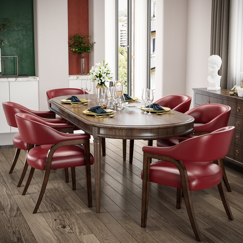  Color R-Shaped Arm Barrel Dining Chair Red, Red