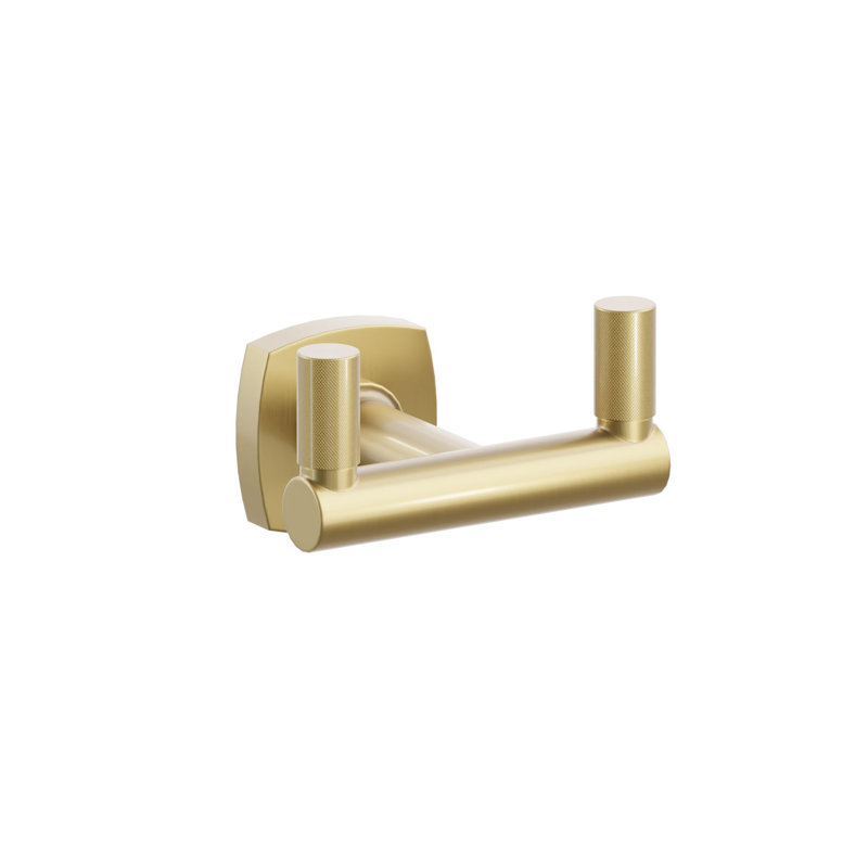 Emtek Select Double Hook w/ Soft Square Rosette, Round Stem & Knurled Tip, French Antique