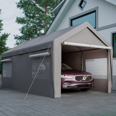 Abri d'auto 10 x 20 pi -, fenêtres ventilées avec cadre galvanisé imperméable, facile à assembler