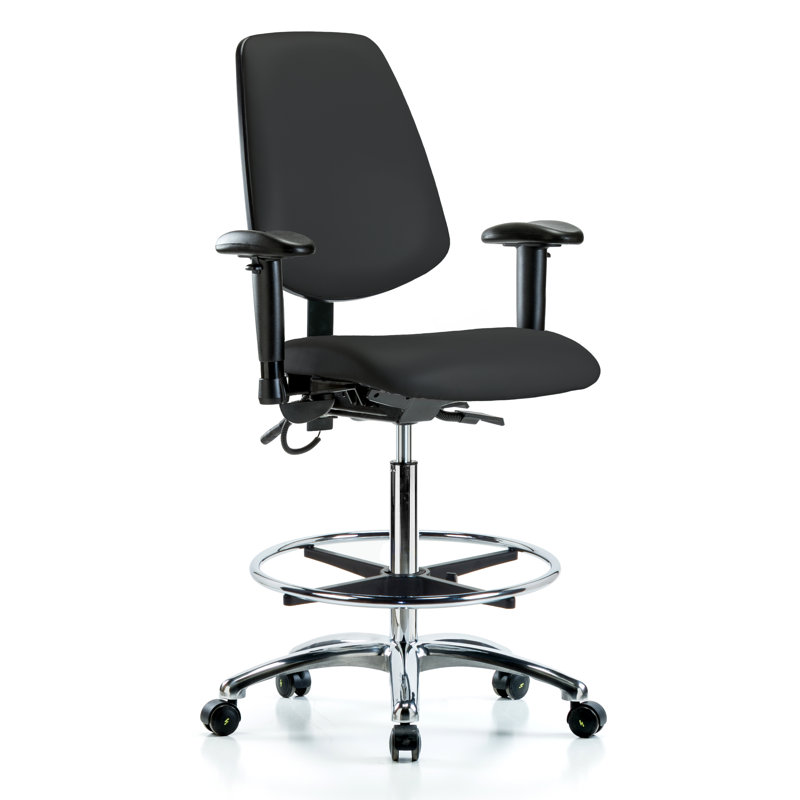 Fauteuil de dessin ergonomique Eli, Noir, Roulettes, Non inclus