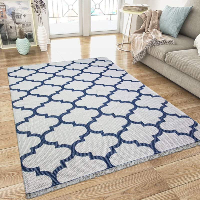 Imhoff Moroccan Cotton Hand Woven Area Rug, Rectangle 60 x 90cm