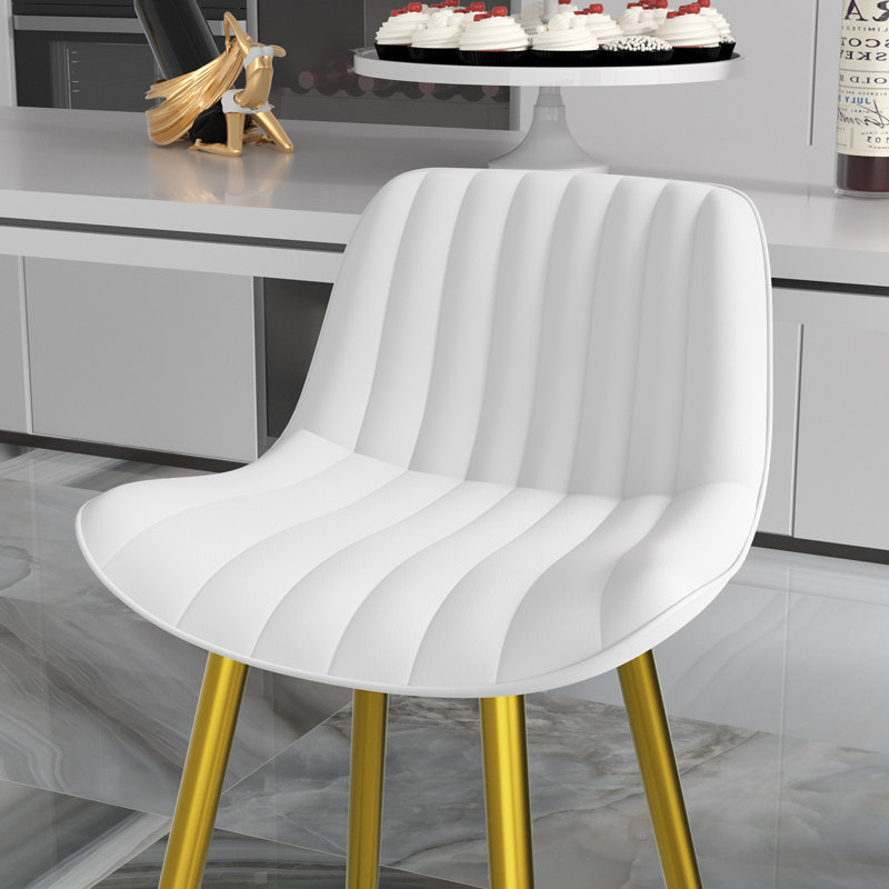 Ensemble de 3 tabourets de bar en cuir blanc Ermis, Blanc, Tabouret de bar (siège d'une hauteur de 31 po)