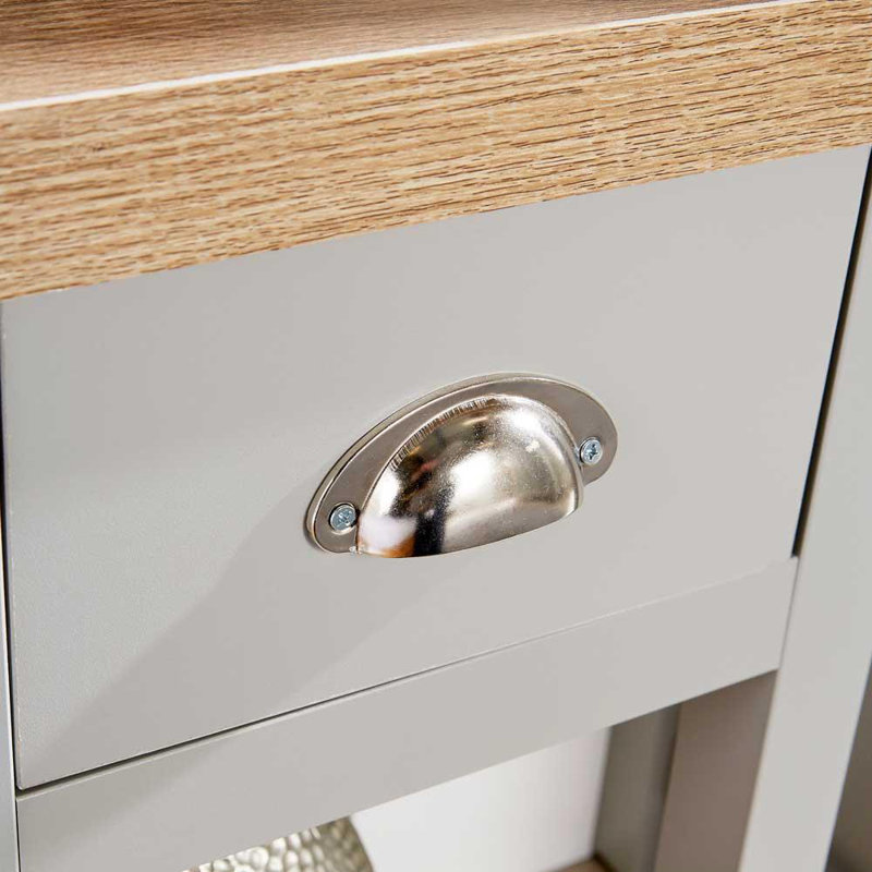 Ashmoore 1 Drawer Compact Bedside Occasional Lamp Side Table 36mm Thick Top, Grey