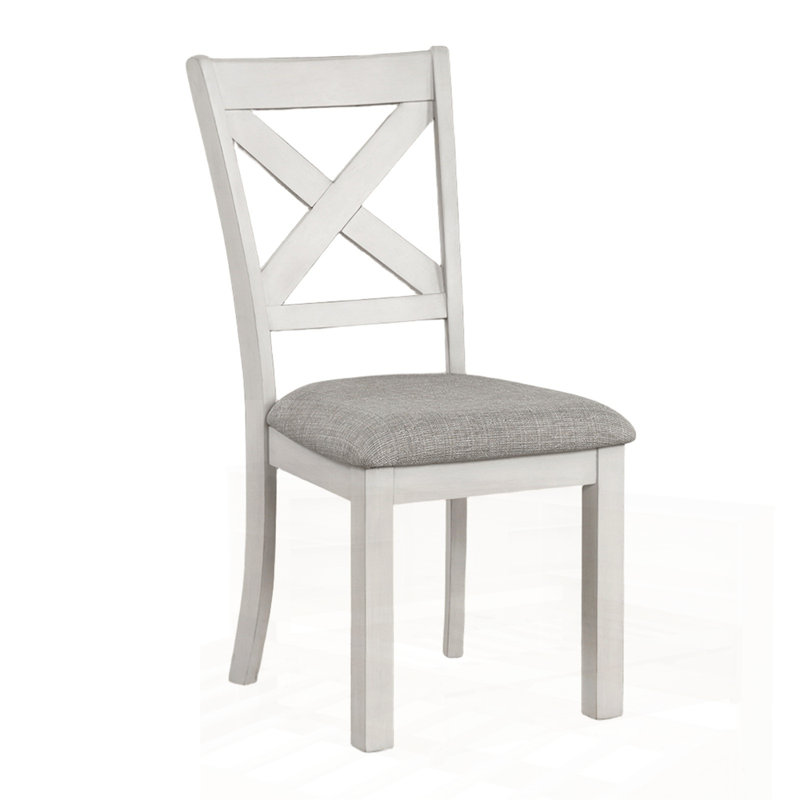 Chaises d'appoint modernes en chêne blanc rustique avec dossier croisé et siège rembourré pour un repas confortable