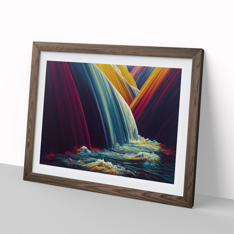 Waterfall Dreams - Single Picture Frame Print, 25cm H x 34cm W, Walnut