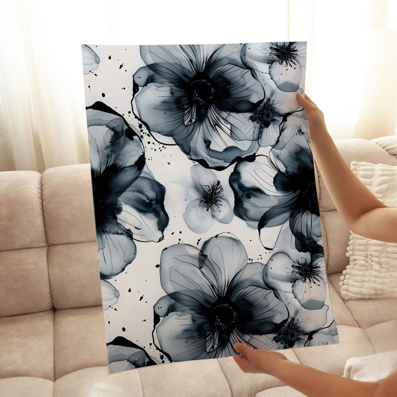 «Floral Black Floral Dreams XVIII», reproduction d'art moderne sans cadre