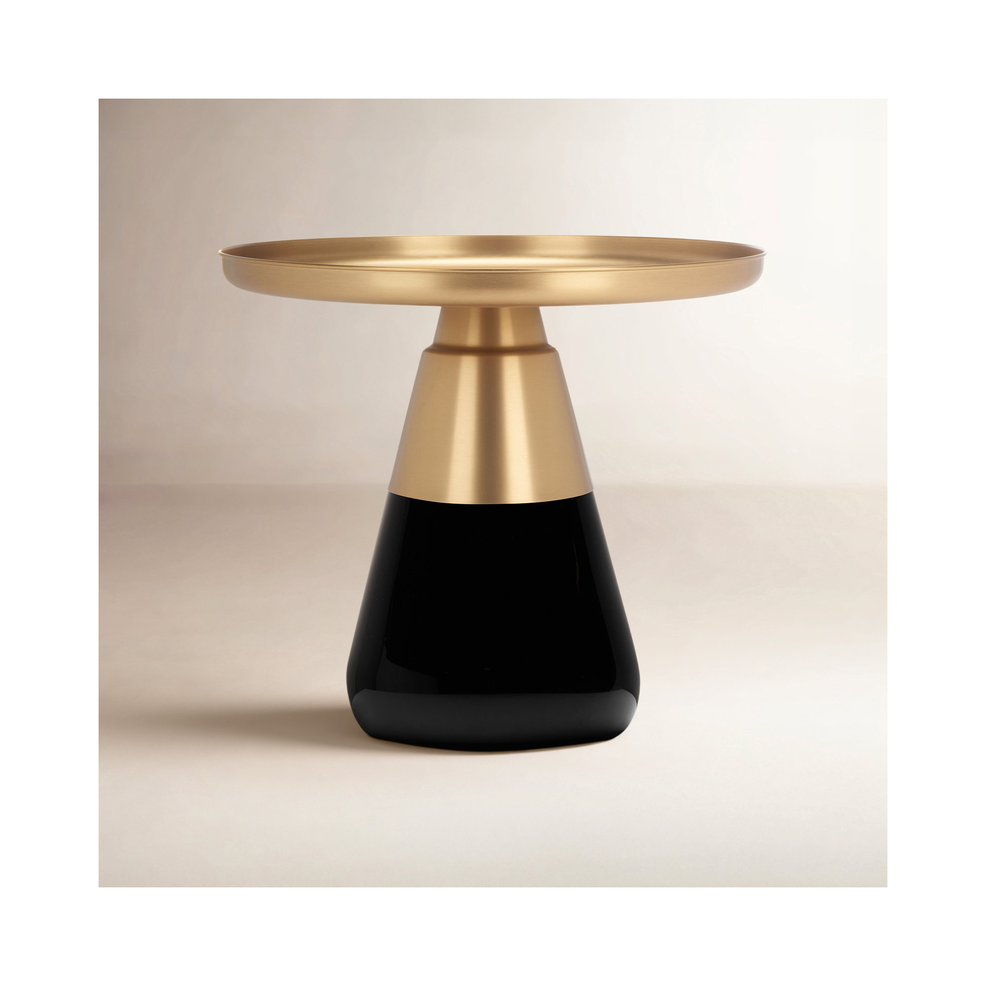 End Table, Antique Brass, Black