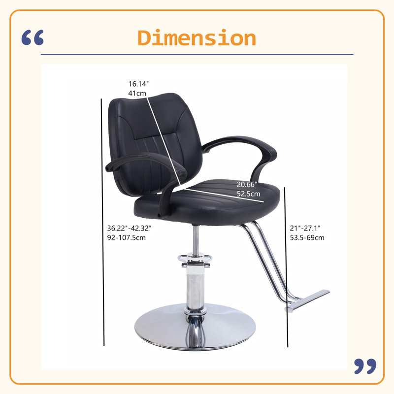 Fauteuil de coiffeur hydraulique facile à assembler, Silver, Black
