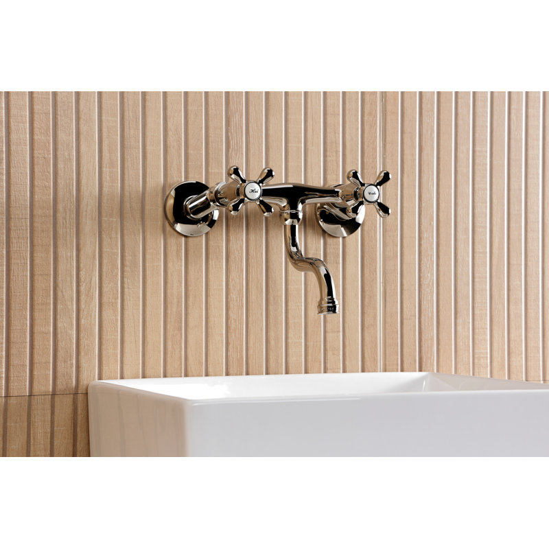 Kingston Brass Kingston Two-Handle 2-Hole Wall Mount Bathroom Faucet, Polished Nickel