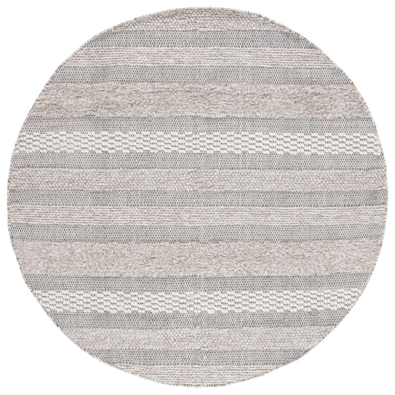 Tapis rayé en laine / coton Ailiedh Vermont, Rond 6 pi