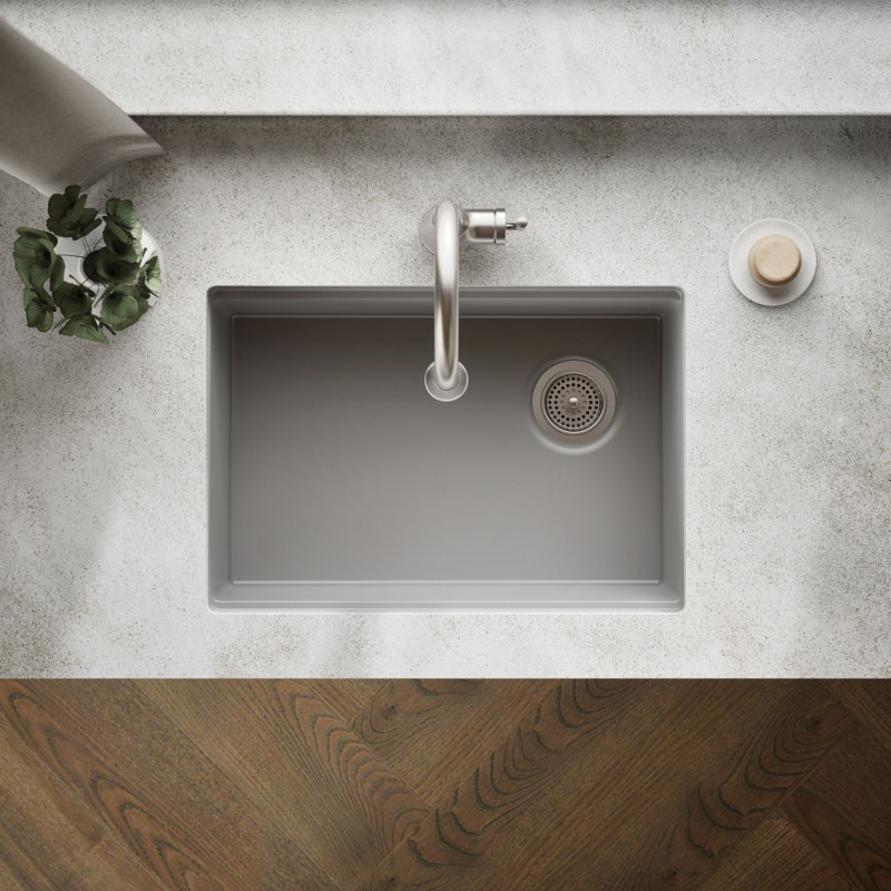 Billings Undermount Single-Bowl Workstation Kitchen Sink, Gray