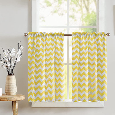 Cotton Blend Chevron Tailored Cafe Curtain