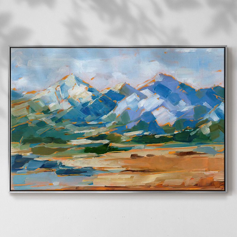 Blue Mountain Peaks II, reproduction d'art sur toile, Argent, H 25 po x l 37 po x P 2 po