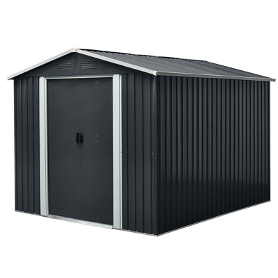 8Ft X 10Ft Outdoor Metal Storage Shed With Meatl Foundation