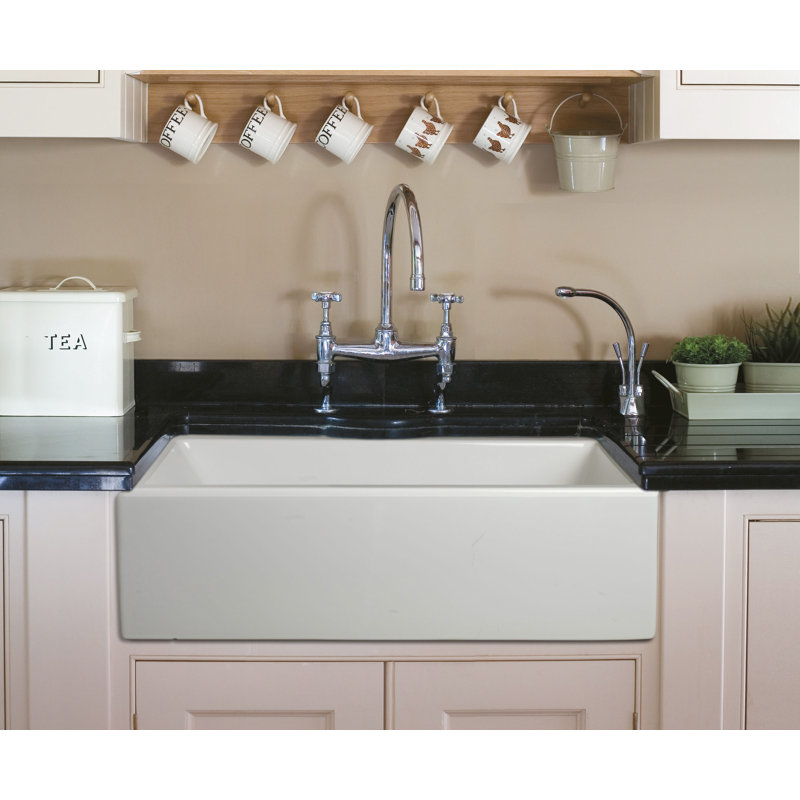 30'' L Single Bowl Fireclay Kitchen Sink, White