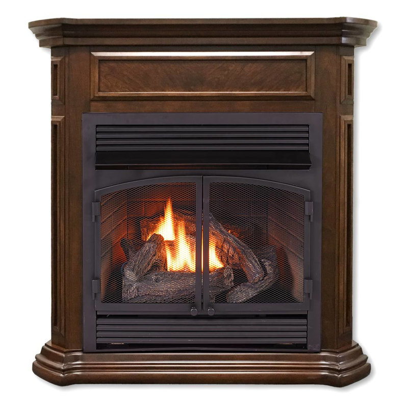 Duluth Forge Dual Fuel Ventless Gas Fireplace With Mantel, Nutmeg, Yes