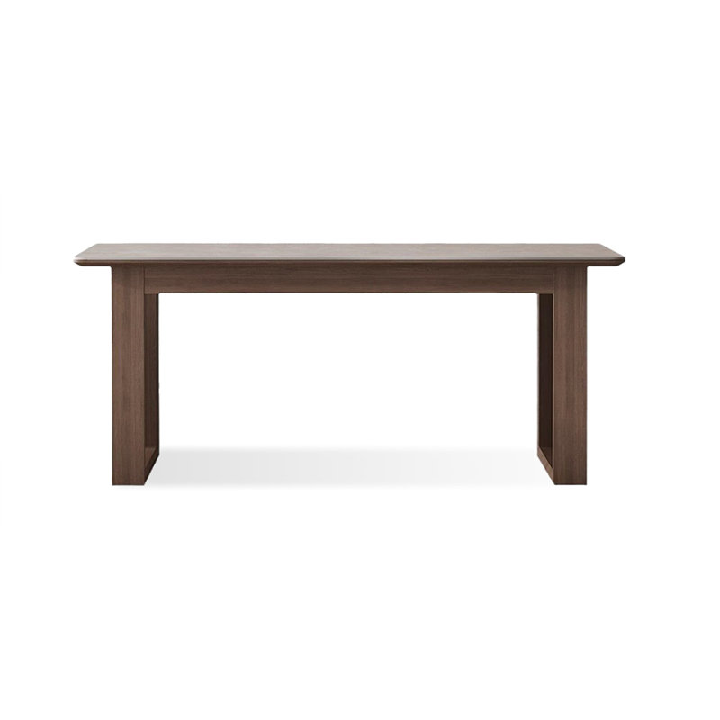 Gray + Nut-brown Rectangular Sintered Stone + Solid Wood Dining Table, 29.53”H x 62.99”L x 31.5”W