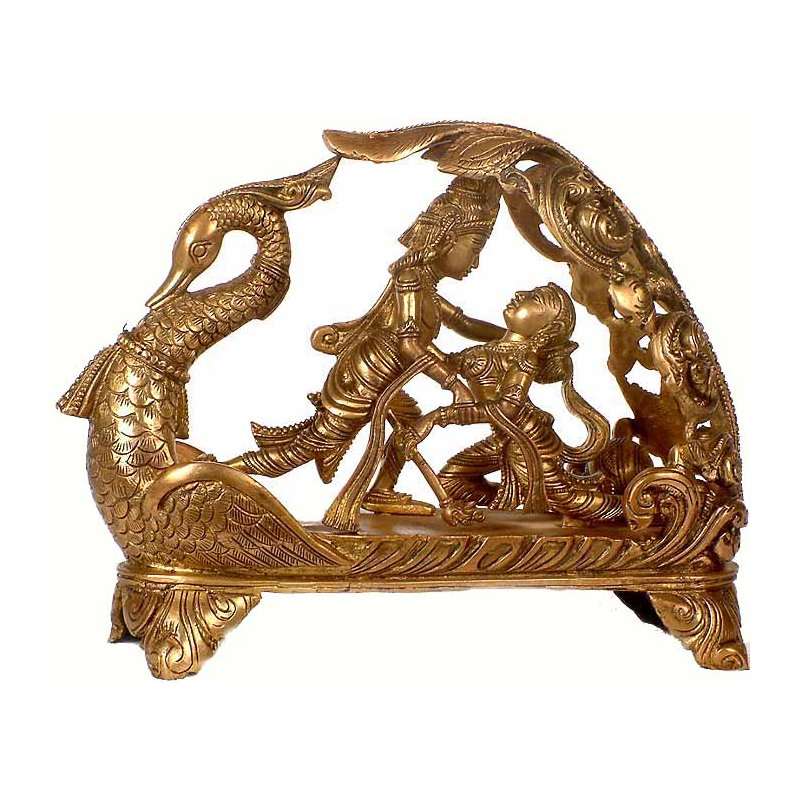 Radha et Krishna sur un trône de cygne