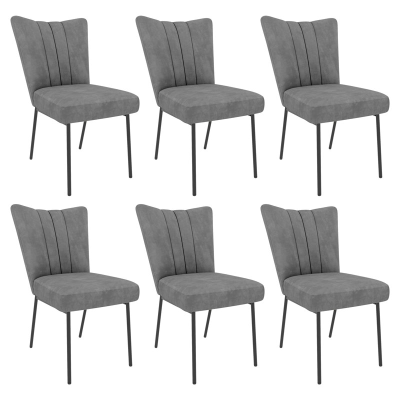 Chaises de salle à manger, chaises de conférence (6 chaises) rembourrées Daina, 6, Gris