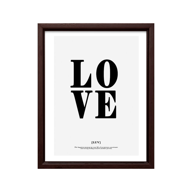 Love No3, H 11 po x l 14 po, Canevas, Encadrement brun