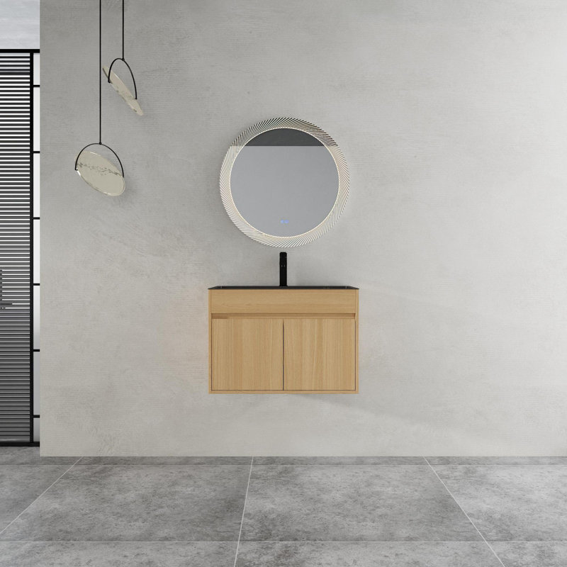 Meuble-lavabo mural 28 po avec lavabo en acier inoxydable
