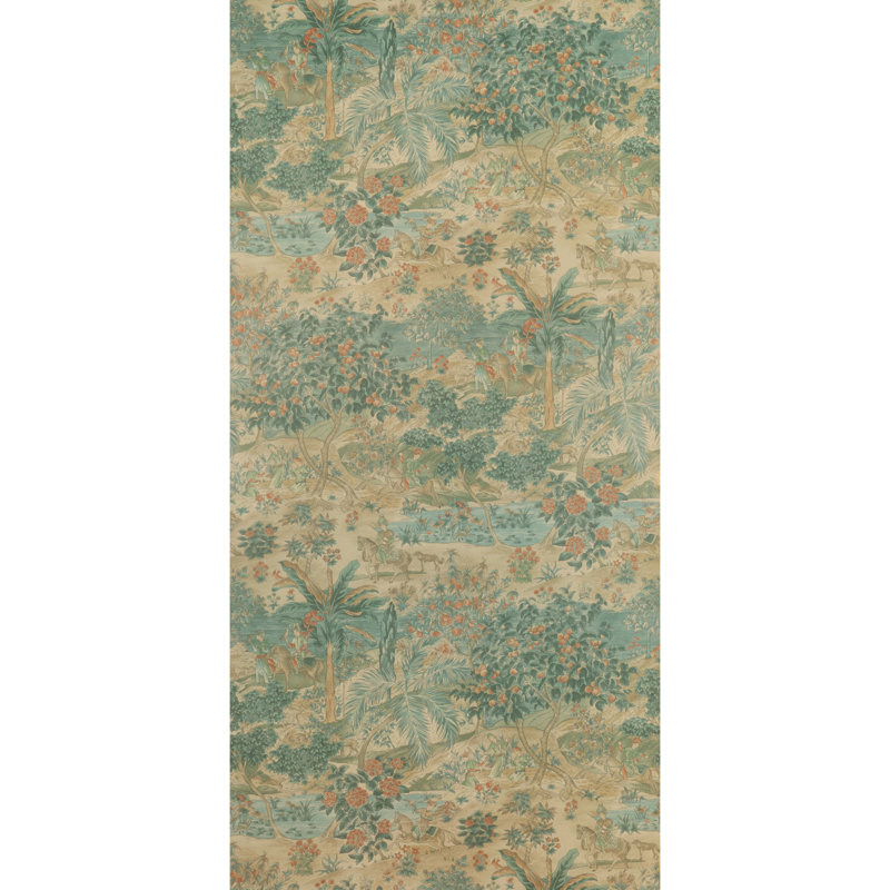 32.94' L x 26.97" W Smooth Wallpaper Roll, Sage/Beige