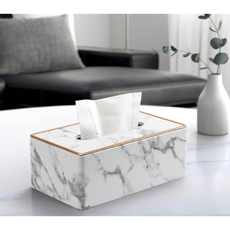 Tissue Box Cover, White/Grey