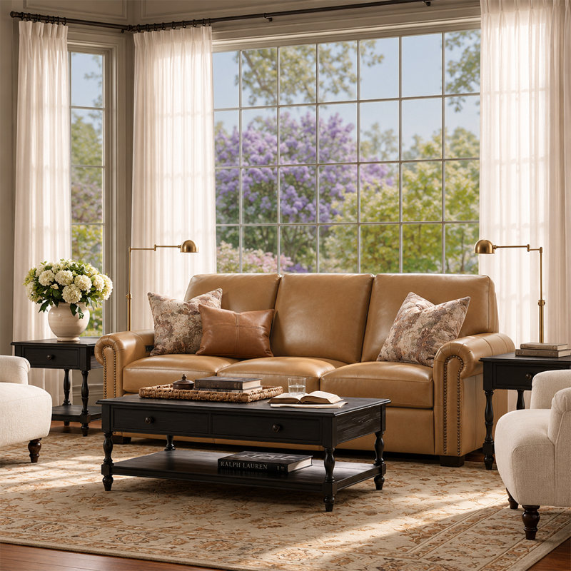 Canapé inclinable électrique en cuir véritable rembourré de duvet synthétique 86,25 po, Chameau