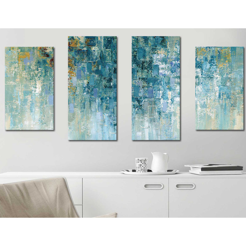 « i love the rain », reproduction de peinture à l’acrylique à multiples images sur toile, H 38 po x l 72 po x P 1,5 po