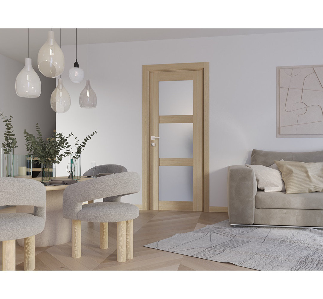 Avon 3 Lite DIY-FRIENDLY Solid Manufactured Wood And Glass Paneled Single Prehung Door Belldinni 