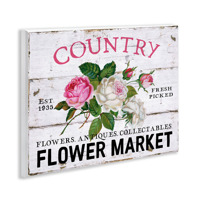  Pink Country Flower Market Wall Plaque Art by Creatif Belle