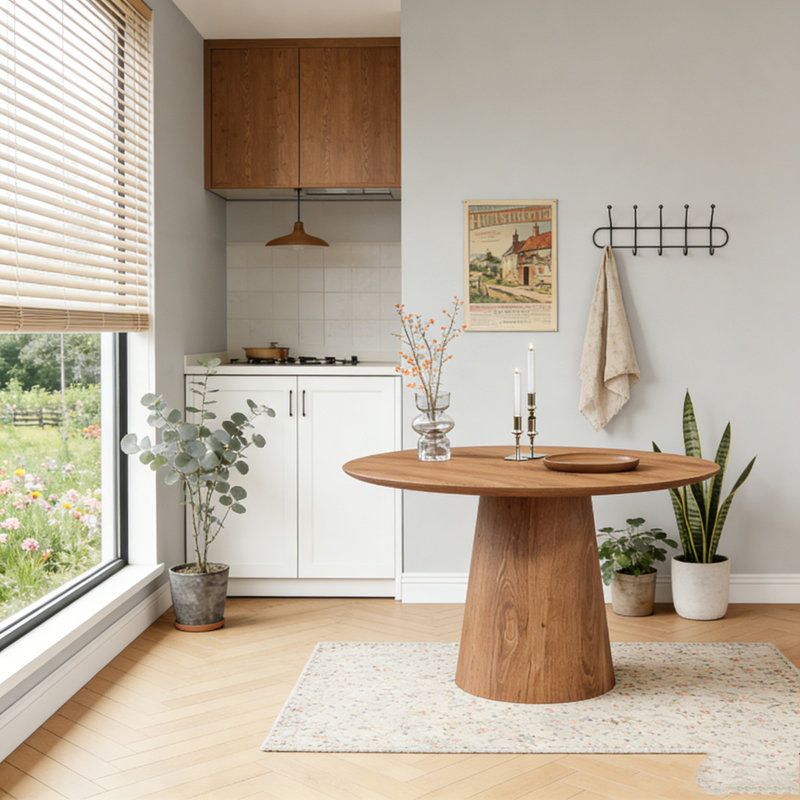 Round Dining Table, Walnut