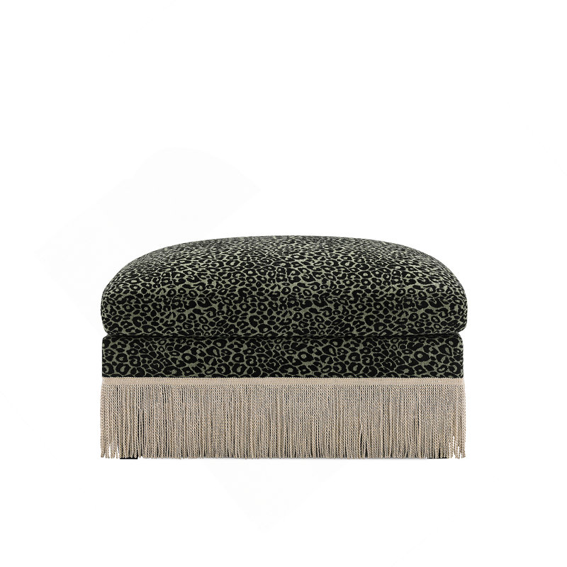 Repose-pieds en chenille léopard - vert noir, Noir/vert