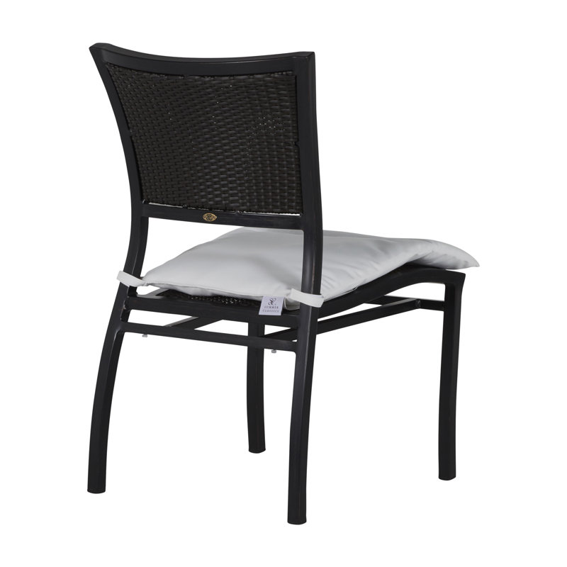 Aire Patio Dining Side Chair with Cushions, Welt, Natural White