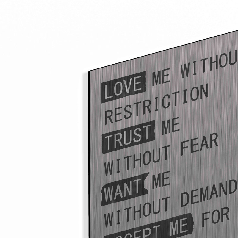 Trinx «Love Me 1» par Design Fabrikken, art mural en métal, H 16 po x l 12 po