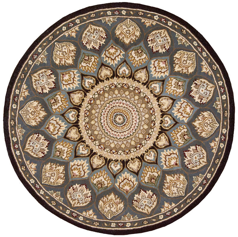 Deguzman Damask Indoor Rug, Round 8'