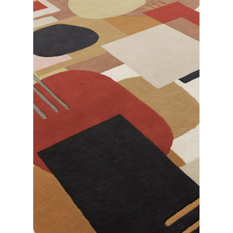 Artopia Hand Tufted Wool Abstract Area Rug in Navy/Brown/Red/Gray, Rectangle 6'7" x 9'10"