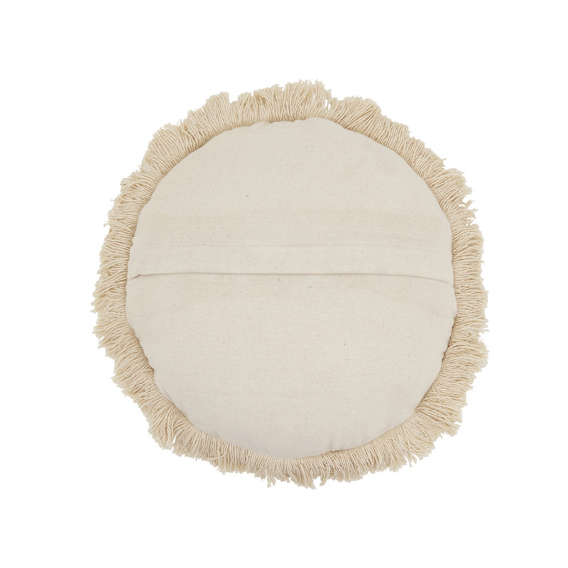 Round Fringe Poly Filled Throw Pillow