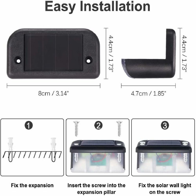 Solar Powered Integrated LED Step Light Pack, 3000K