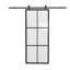 Porte de grange coulissante en aluminium et verre dépoli noir à 6 carreaux (91,4 cm x 213,4 cm) avec quincaillerie d'installation-101919973