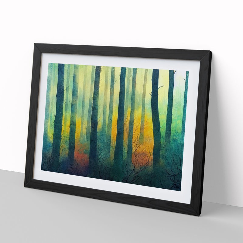 Forest In Colour - Single Picture Frame Print, 34cm H x 46cm W x 2cm D, Black