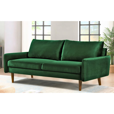 Modern Velvet Sofa, European Sleek Design Couch with Tapered Wooden Legs for Living Room