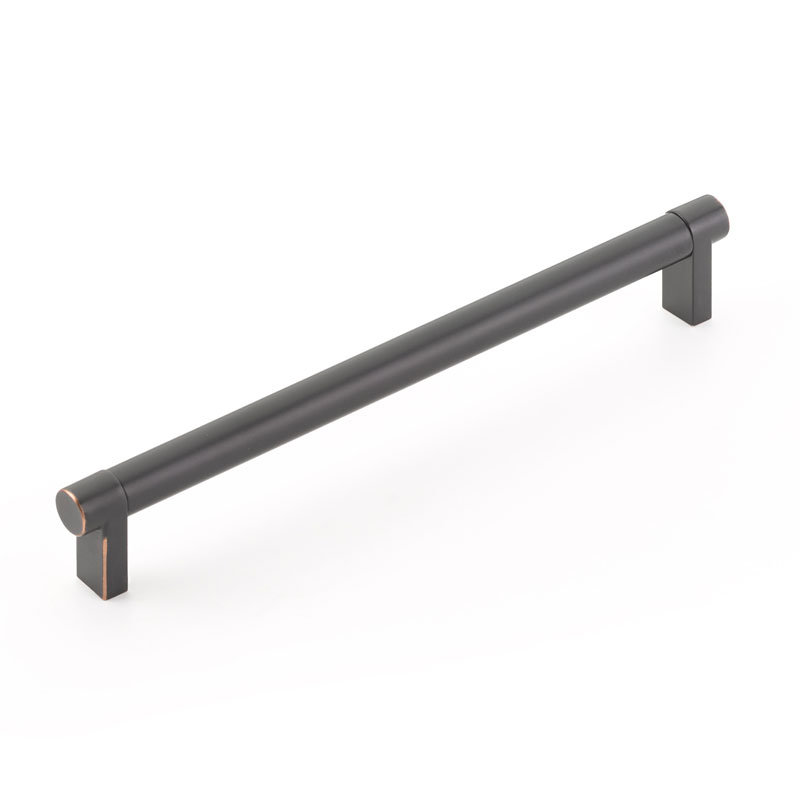 Emtek Select Cabinet Pull w/ Rectangular Stem & Smooth Bar, 8" Center to Center, Oil Rubbed Bronze