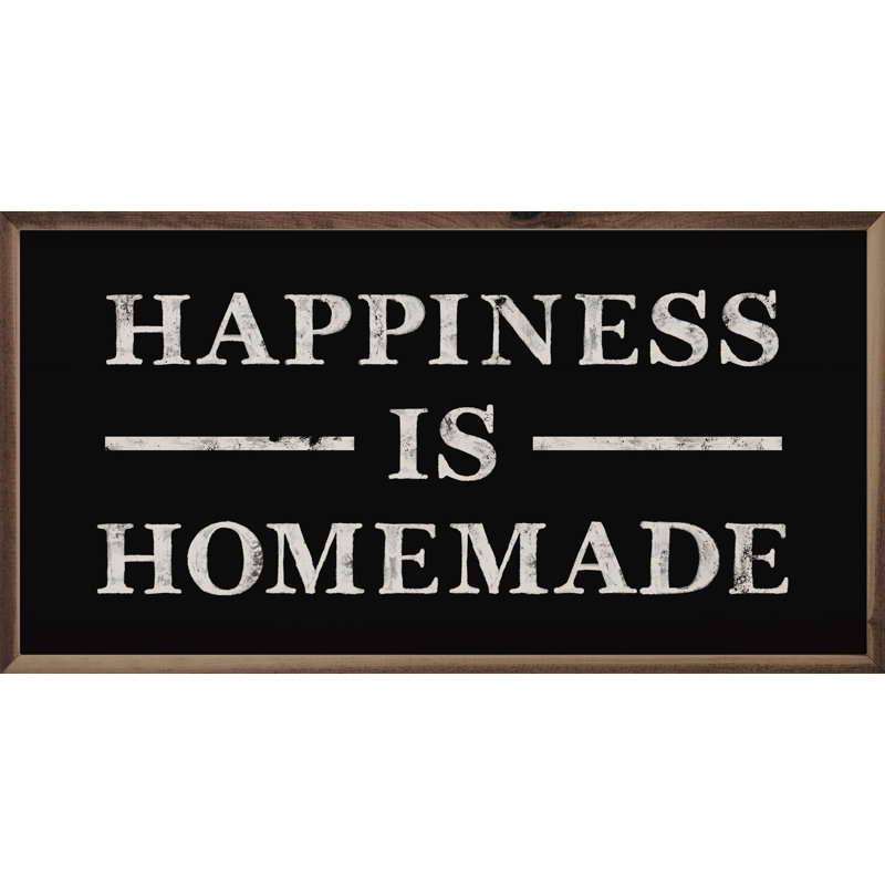 Happiness Is Homemade Lines Black, 12" H x 24" W x 1" D