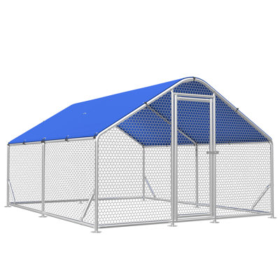 Grand poulailler en métal avec grillage hexagonal, enclos de poulailler pour cour avec couvercle imperméable, grandes poulaillers pour 20 poules