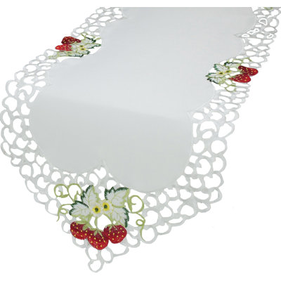 Strawberry Embroidered Cutwork Table Runner